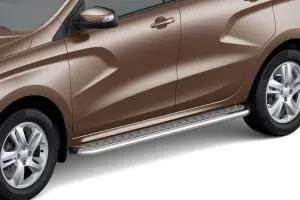 Защита порогов Техно Сфера с алюминиевым листом d 51 мм, нержавейка для Лада XRAY