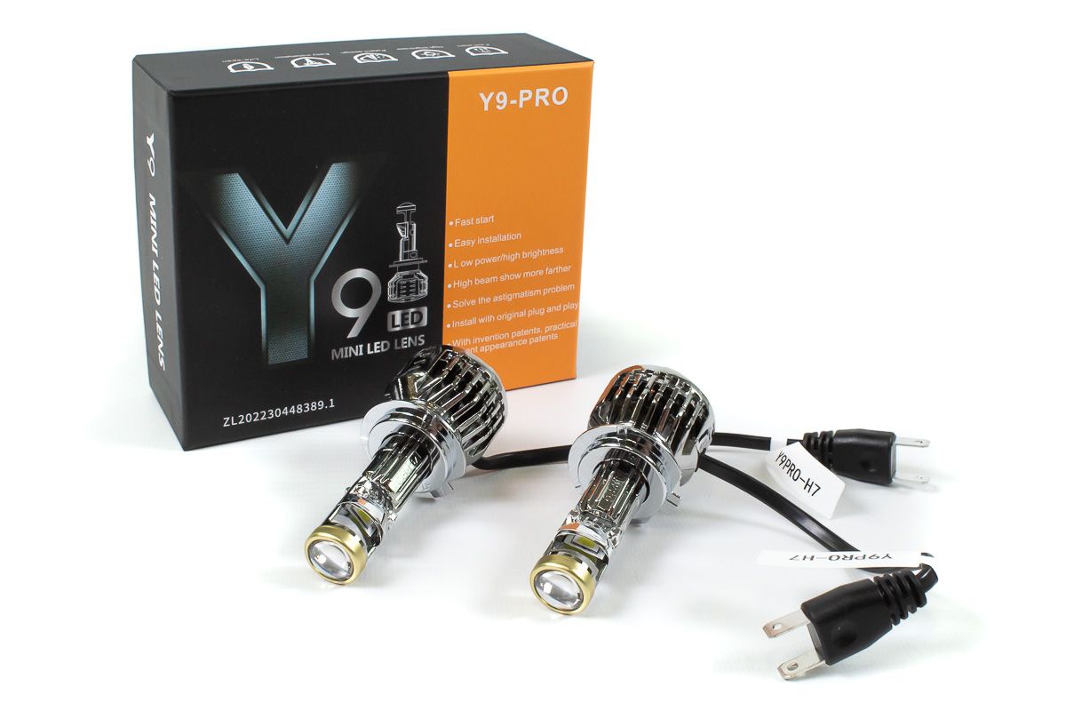 Светодиодные лампы Y9 mini LED H7 для Лада (Калина, Калина 2, Приора, Приора 2, Веста, XRAY), Шевроле Нива