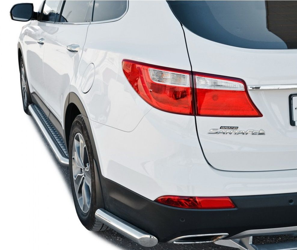 Защита заднего бампера "Техно Сфера" Уголки (d 63 мм, нержавейка) для Hyundai Grand Santa-Fe (2014-2015 года выпуска)
