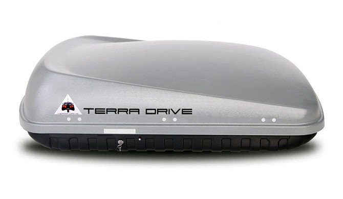 Автобокс багажник на крышу Terra Drive 420 серый