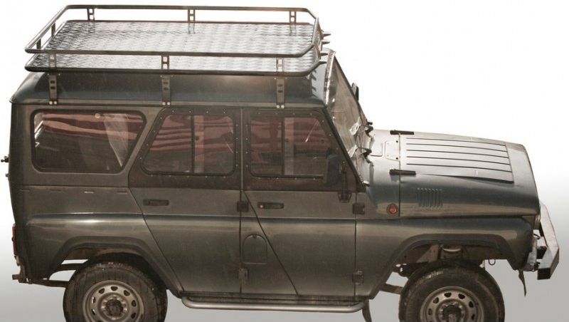 Багажник экспедиционный "Техно Сфера" Трофи (с алюминиевым листом, окрашен) для УАЗ Hunter