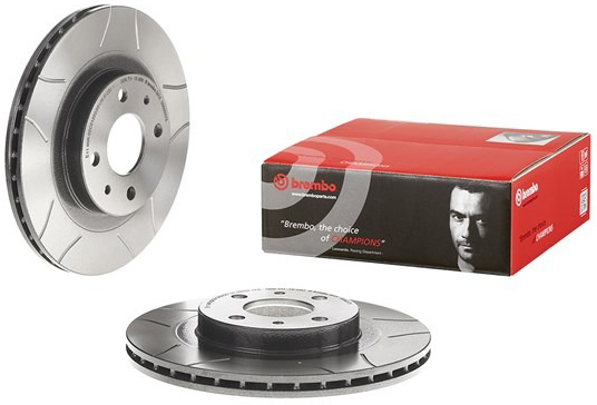 Тормозные диски "BREMBO" MAX (R14, вентилируемые, окрашенные с канавками) для ВАЗ 2110-2112, Лада (Калина, Калина 2, Гранта, Приора)