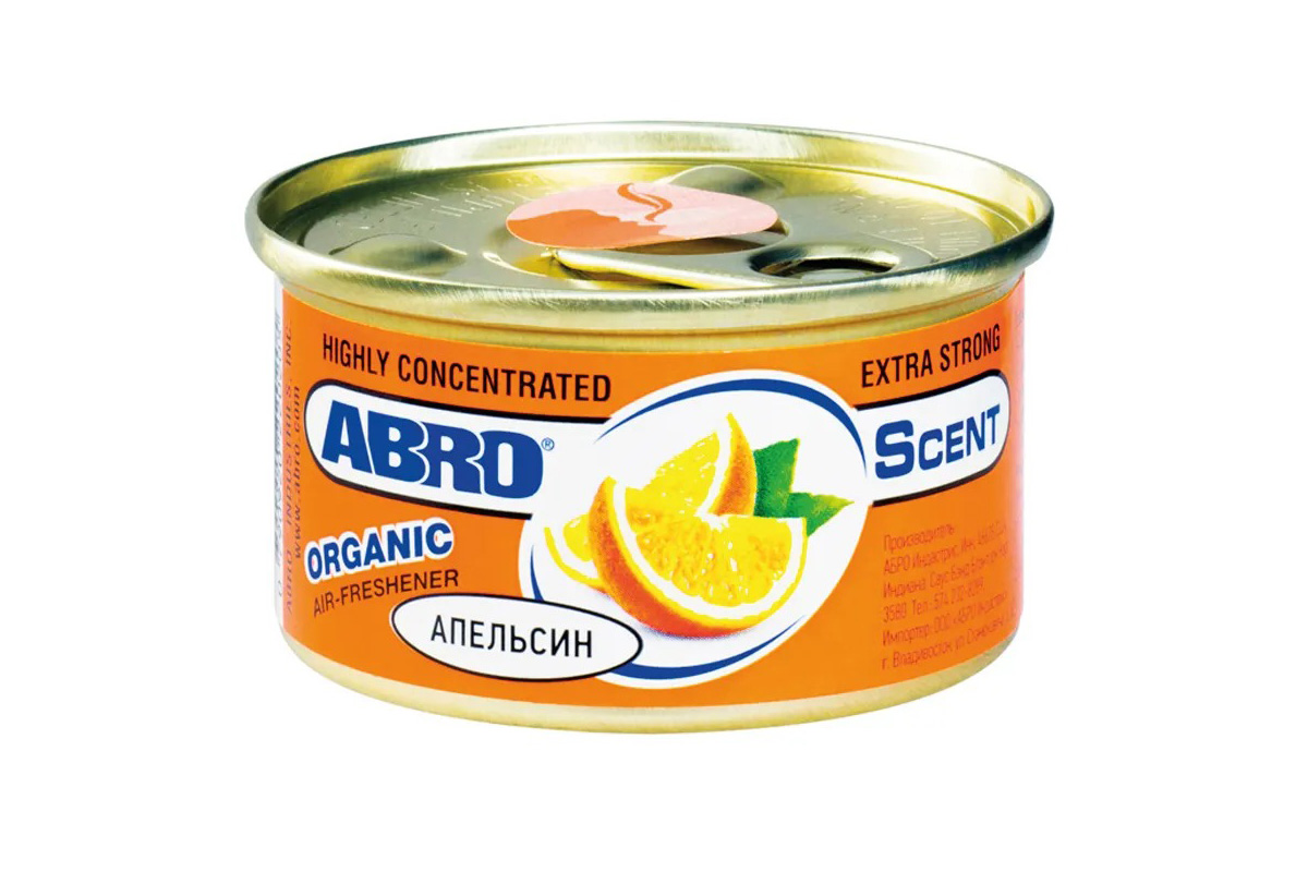Ароматизатор "ABRO" Organic консерва Апельсин (Orange)