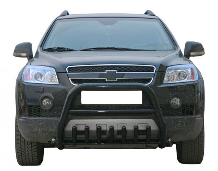 Защита переднего бампера "Техно Сфера" с дополнительной защитой двигателя "Низкий" (d 63.5 мм) для Chevrolet Captiva (2007-2012 года выпуска)