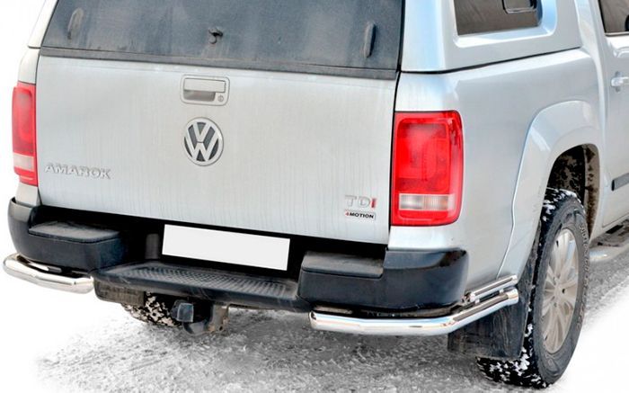 Защита заднего бампера "Техно Сфера" Уголки двойные (d 63.5 мм, нержавейка) для Volkswagen Amarok (с 2010 по 2016 года выпуска)
