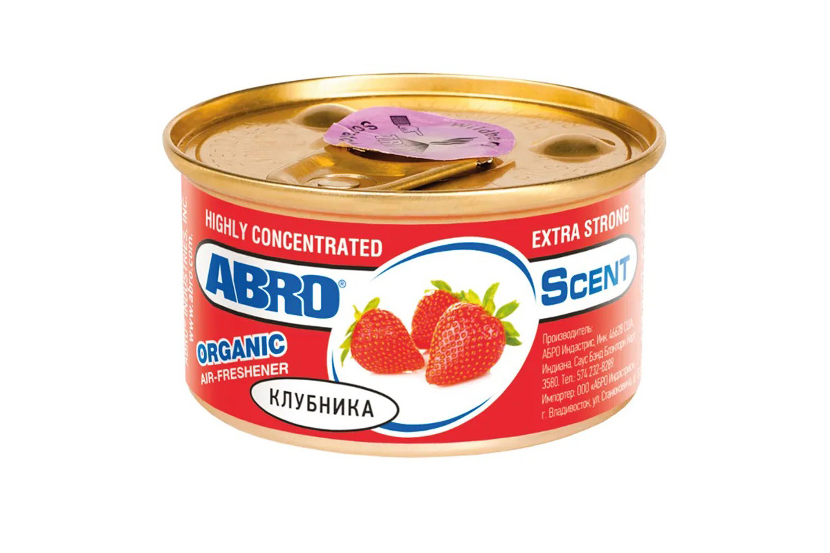Ароматизатор "ABRO" Organic консерва Клубника (Strawberry)
