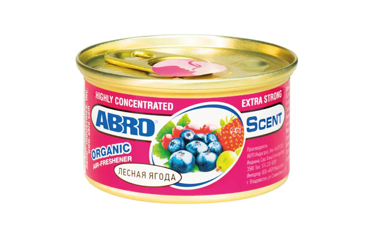 Ароматизатор "ABRO" Organic консерва Лесная ягода (Wild Berry)
