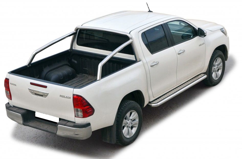Защита порогов "Техно Сфера" с алюминиевым листом (d 63.5 мм) для Toyota Hilux pickup