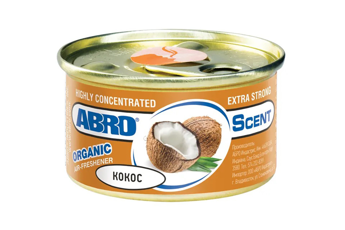 Ароматизатор "ABRO" Organic консерва Кокос (Coconut)