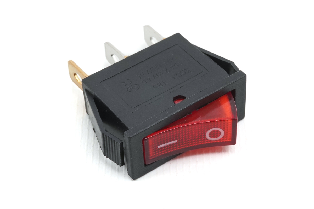 Выключатель одноклавишный с подсветкой (3 контакта, красный)