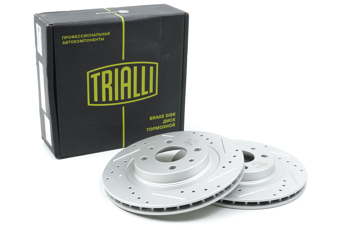 Диски тормозные Trialli R14 Perfecto DF542L/543R вентилируемые, с выточкой и перфорацией