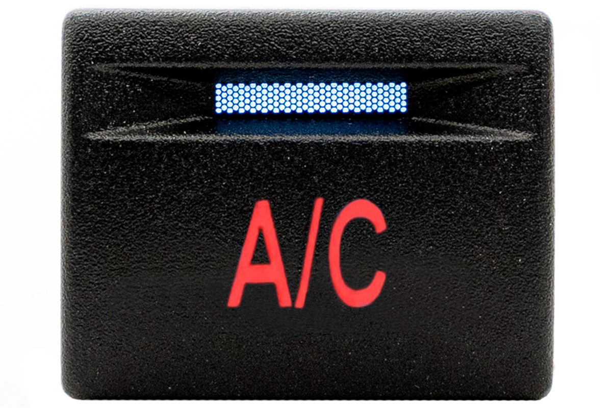 Кнопка пересвеченная AIR CONDITIONER с индикацией для Лада Калина 2, Гранта, Гранта FL, Приора, Приора 2, Нива 4x4, Нива Legend