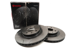 Тормозной диск BREMBO MAX R14, вентилируемый, окрашенный с канавками для ВАЗ 2110-2112, Лада Калина, Калина 2, Гранта, Приора