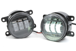 Диодные ПТФ двухцветные Sal-Man 50w бело-синий 6000к желтый 3000к для Лада Гранта FL, Ларгус FL, Веста, XRAY, Нива 4x4 Урбан, Renault
