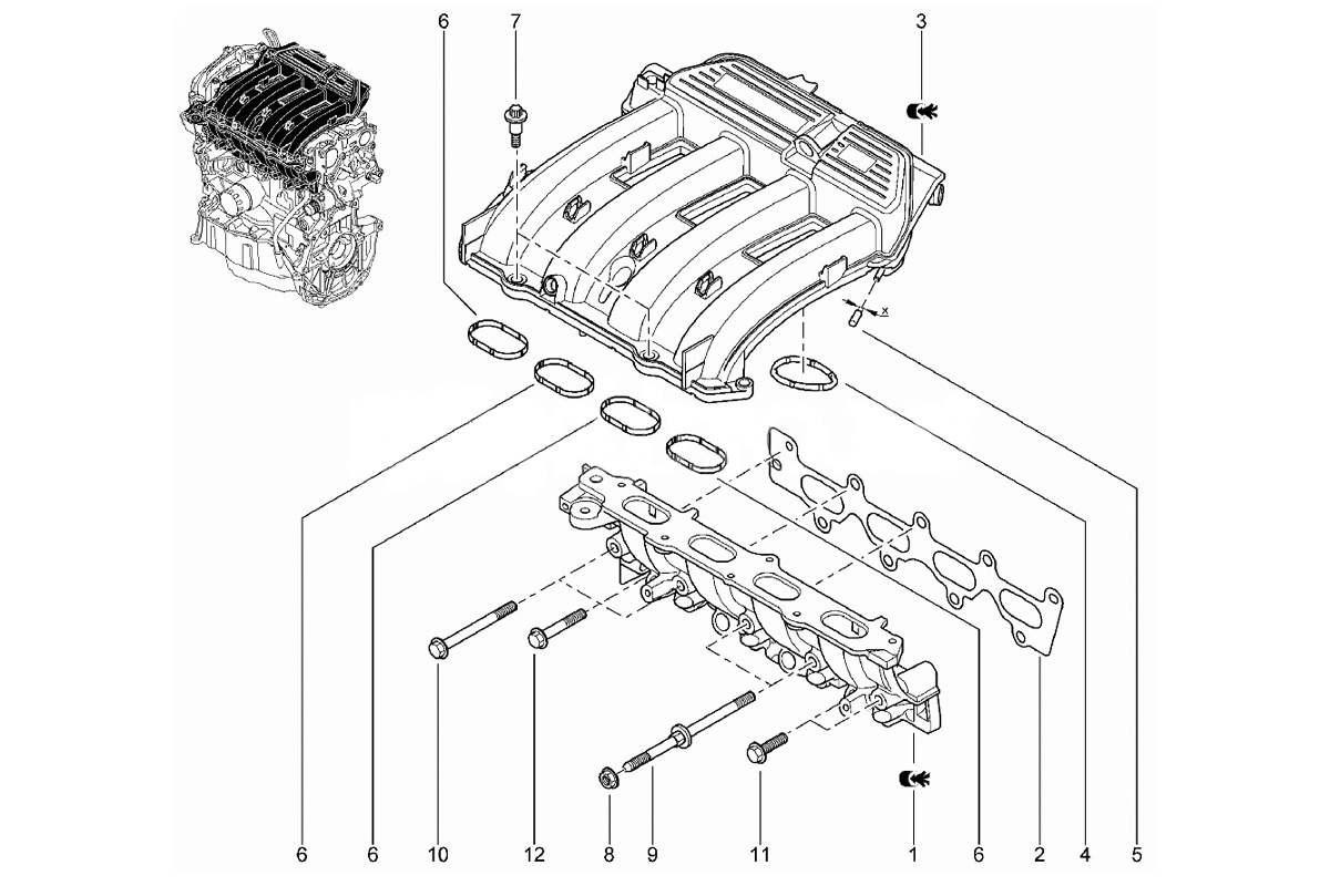 Как снять впускной коллектор рено к4м Ресивер Renault S.A.S в сборе для Лада Ларгус, код товара 366994, купить по цене