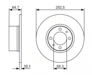 Диск переднего тормоза BOSCH 0 986 479 988 для ВАЗ 2101-2107