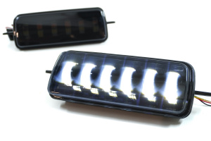 LED диодные, тонированные подфарники c бегающим повторителем для Лада Нива 4х4