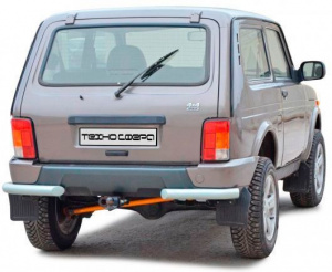 Защита Техно Сфера Уголки Люкс заднего бампера для Лада Нива 4x4 Урбан Чёрный мат