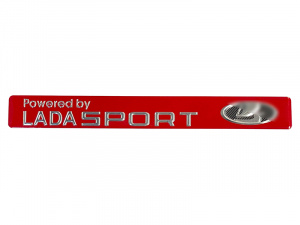 Орнамент шильдик Powered by LADA Sport металлический, красный