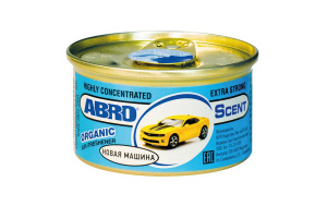 Ароматизатор ABRO Organic консерва Новая Машина New Car