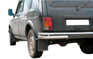 Защита Техно Сфера Уголки двойные заднего бампера для Лада Нива 4x4  Чёрный мат