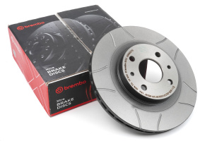 Тормозной диск BREMBO MAX R14, вентилируемый, окрашенный с канавками для ВАЗ 2110-2112, Лада Калина, Калина 2, Гранта, Приора