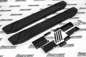 Пороги алюминиевые Rival Black для Лада Нива 4x4, Нива 4х4 Урбан 3-х дверная
