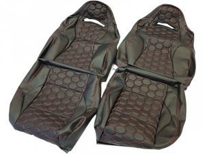 Обивка не чехлы сидений Recaro ткань с алькантарой, Соты для ВАЗ 2108-21099, 2113-2115, Лада Нива 4х4 5-ти дверная