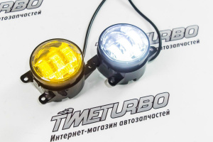 Диодные ПТФ двухцветные 50w, бело-синий 6000К, жёлтый 3000К для Лада Гранта FL, Лада Веста, XRAY, Нива Урбан, Renault Duster, Fluence, Kaptur, Koleos, Logan, Sandero